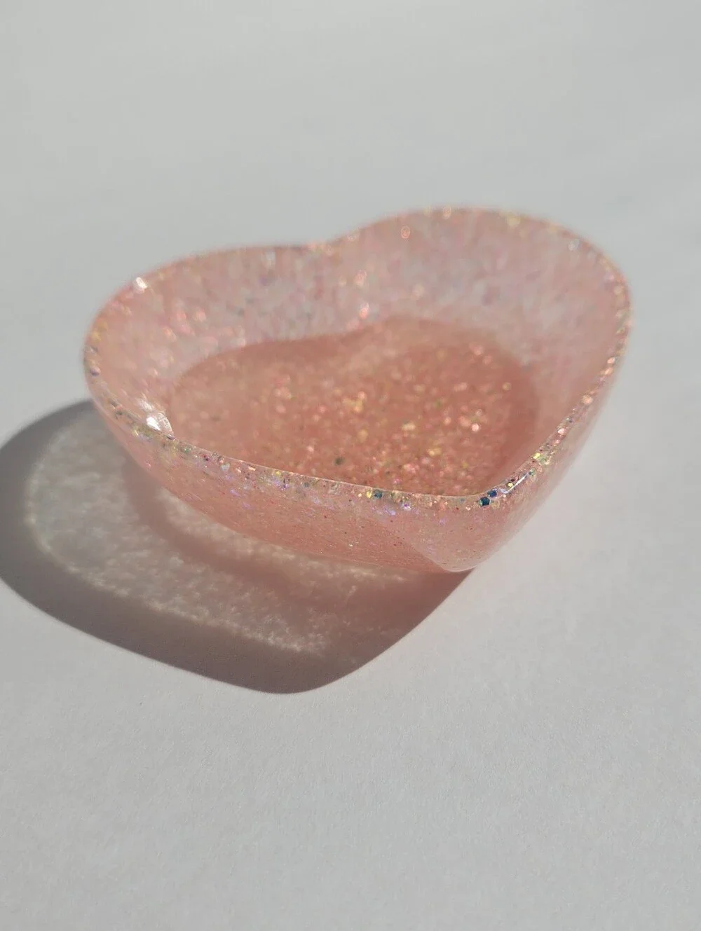 Handmade Pink Glitter Mini Heart Dish Princess Decor Girly Cute Tray Fairycore